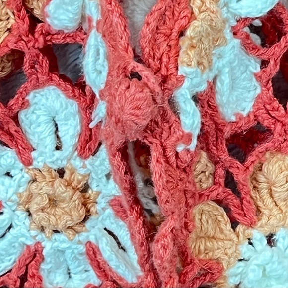 Vintage Y2K Crochet Daisy Knit Sweater Cardigan Button Medium - Picture 9 of 16